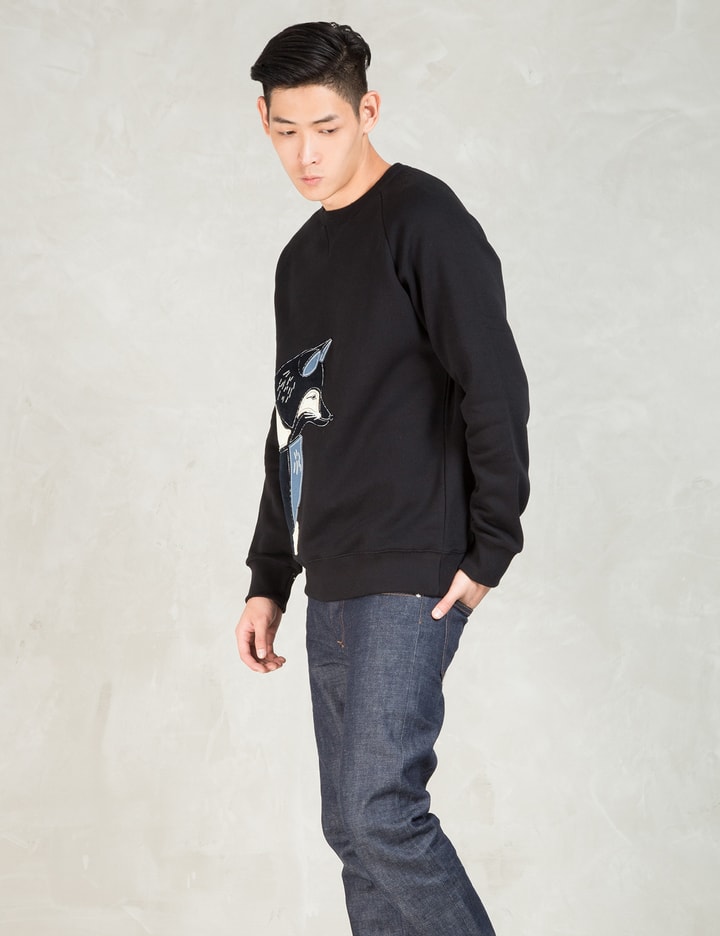 Black Patchwork Fox Sweatshirt Placeholder Image