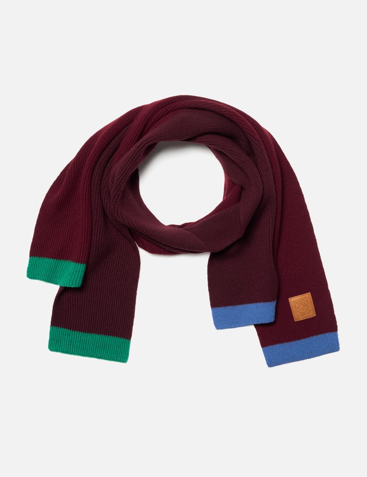 Loewe Asymmetrical Wool Scarf In Burgundy
