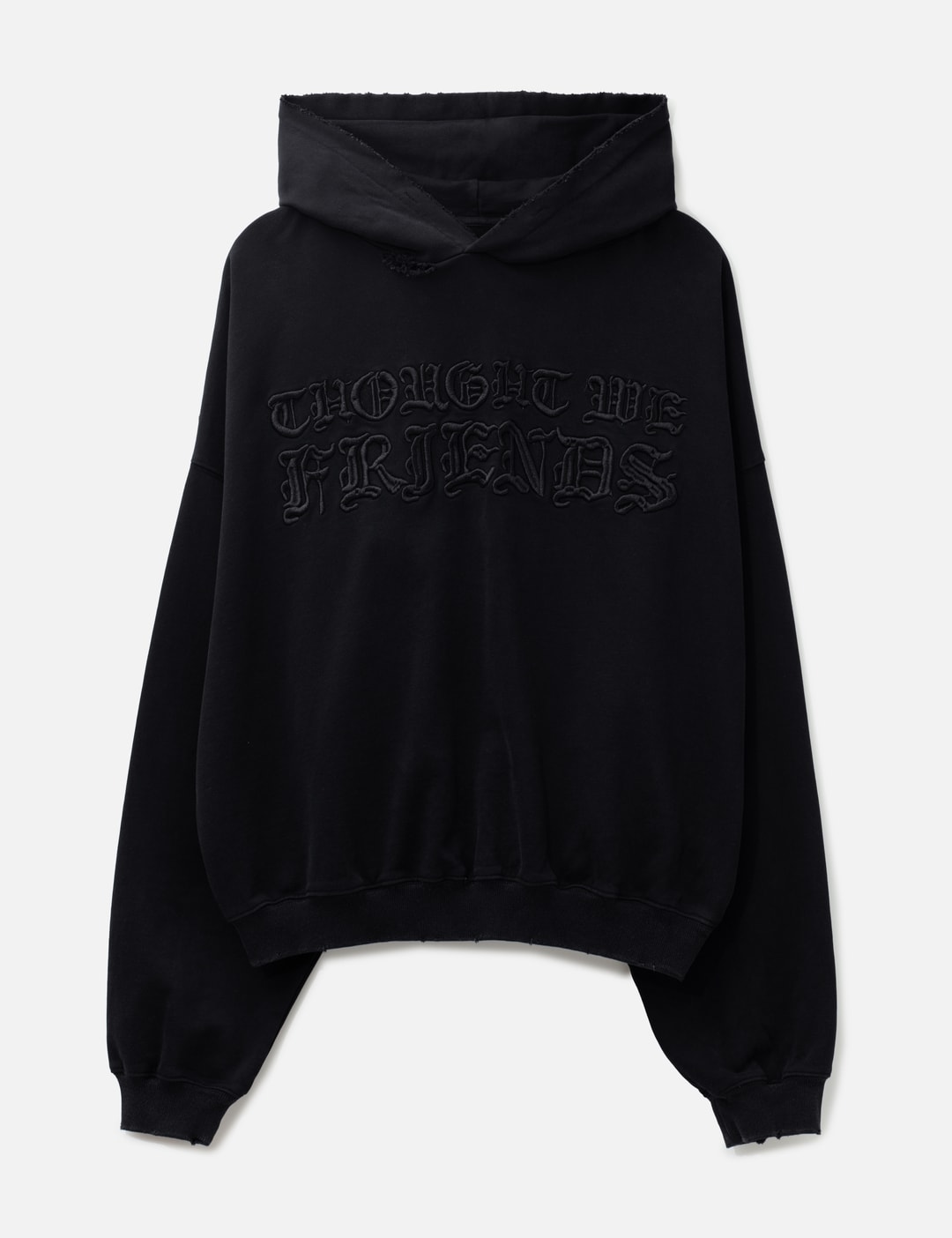 "Soloman" Embroidered Hoodie In Washed Black view 7