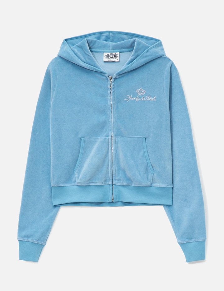 Sporty & Rich Sporty & Rich X Juicy Couture Script Velour Zip Hoodie