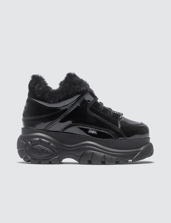 Patent Leather Low Top Platform Sneakers With Fur Placeholder Image