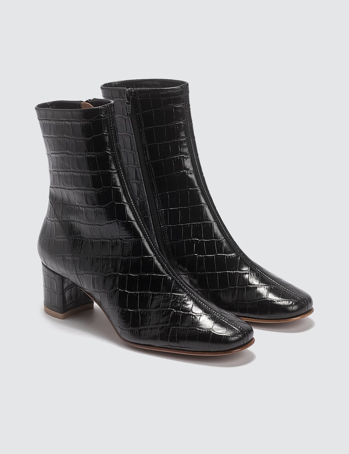 Sofia Croco Embossed Leather Black Boots Placeholder Image