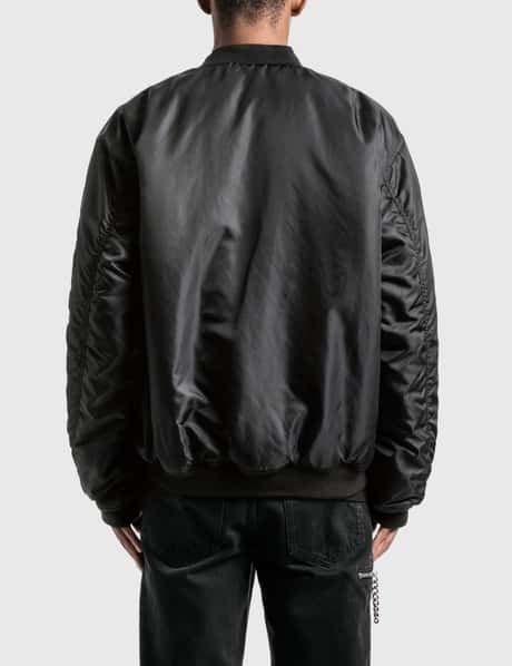 Raf Simons - Nylon Patched Bomber Jacket With Wool Elongation 