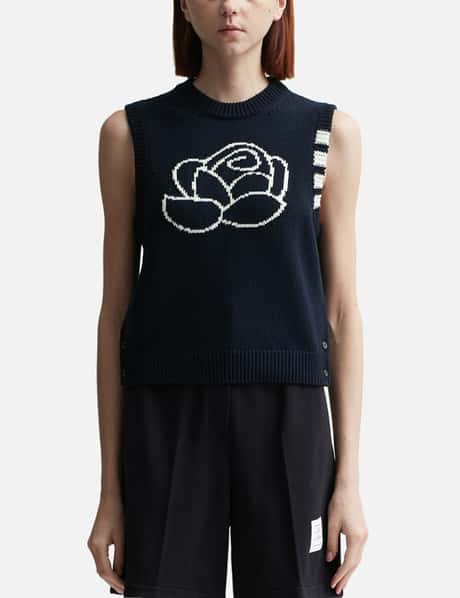 Thom Browne Merino Wool 4-Bar Rose Icon Shell Top