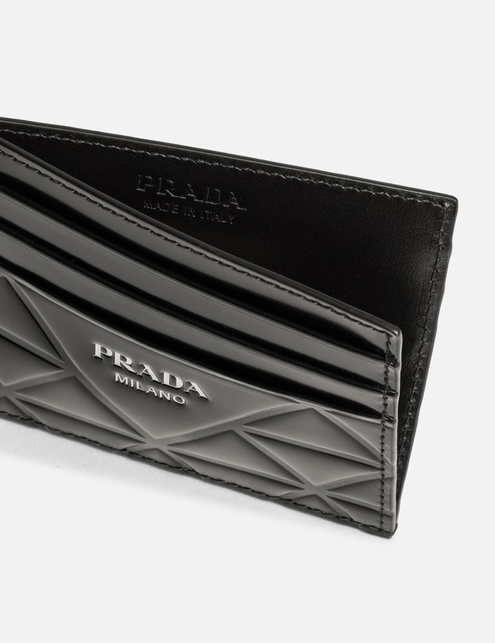 Shop Prada Brushed Leather Credit Card Holder In Black