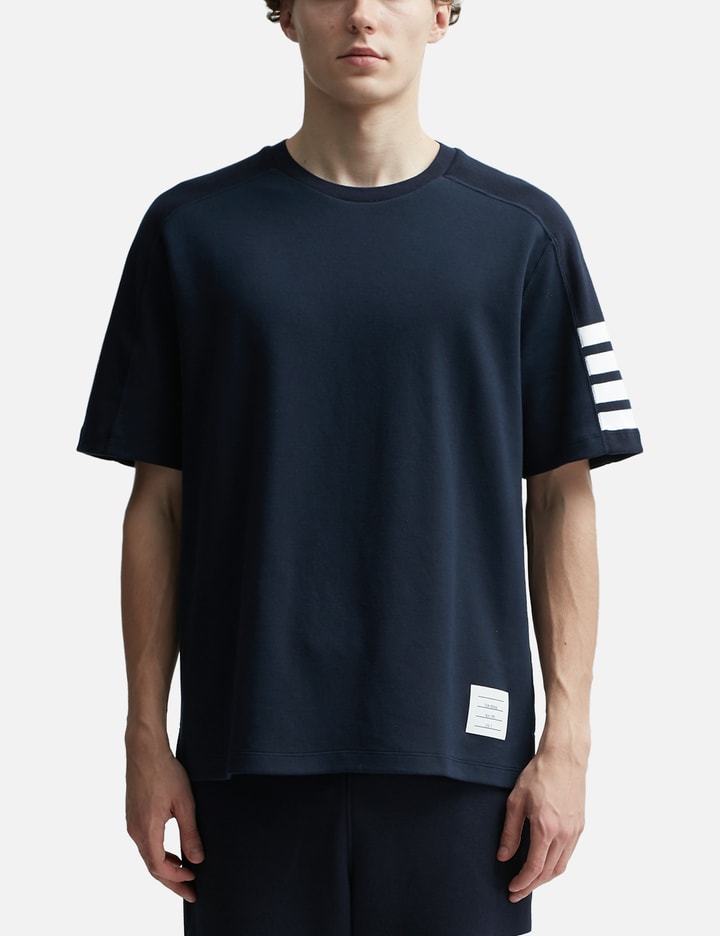 Shop Thom Browne Cotton 4-bar Short Sleeve Striped T-shirt In Blue