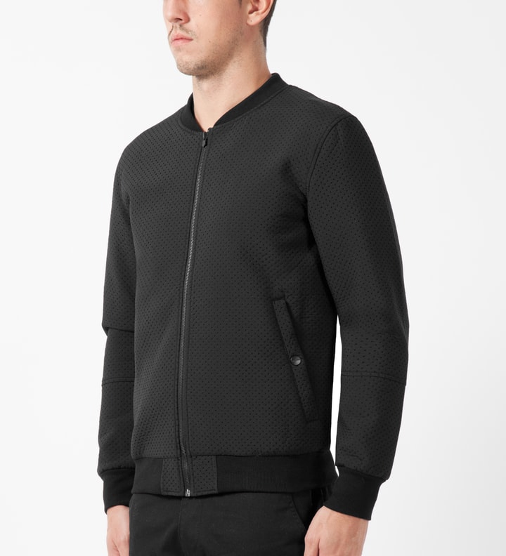 Black Perforated Neoprene Bomber Jacket Placeholder Image