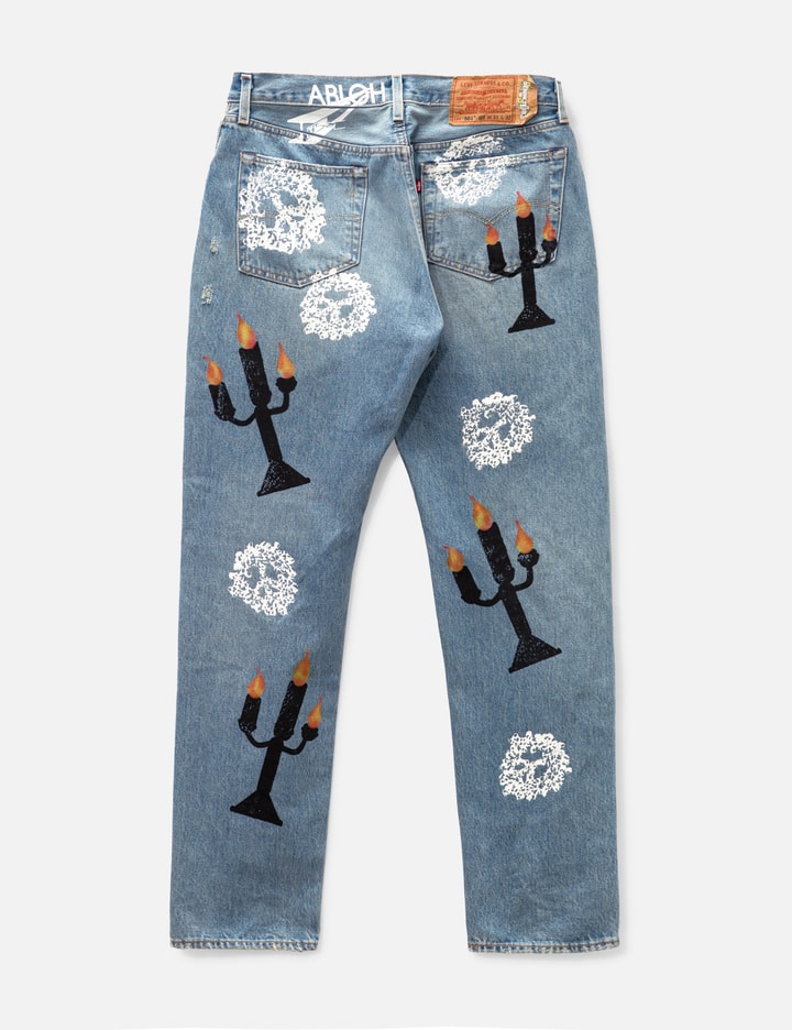 Denim Tears x Virgil Abloh Message in a Tear Printed Jeans Blue Men's -  SS21 - US