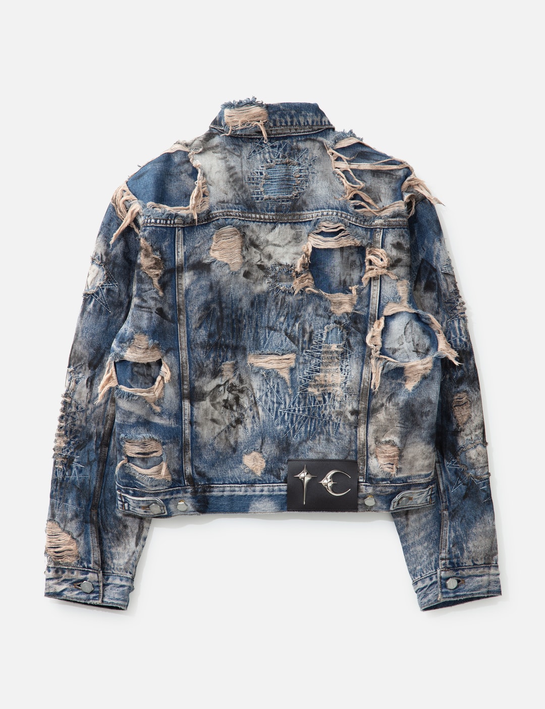 Hard-Washed Damaged Denim Jacket view 10