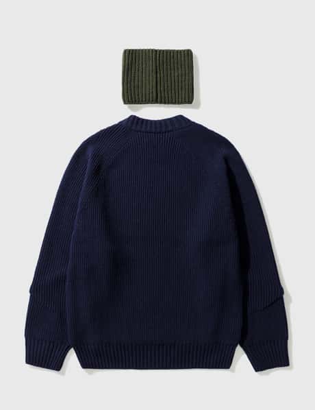 Sacai - ナイロン ツイル × ウール ニット プルオーバー | HBX 