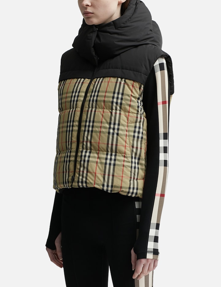 Shop Burberry Check Panel Reversible Gilet In Beige