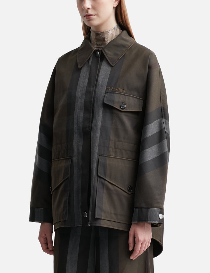 Shop Burberry Checkered Jacket In Brown