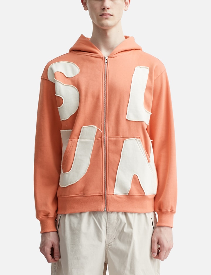 Sunlove Capital Brushed Zip Up Hoodie In Orange