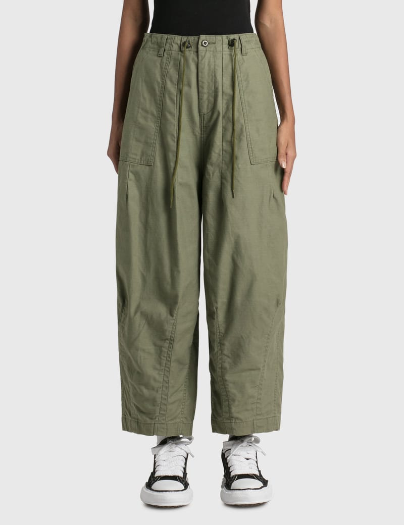 Stan Ray Olive Sateen OG Loose Fatigue Pants | Urban Outfitters UK