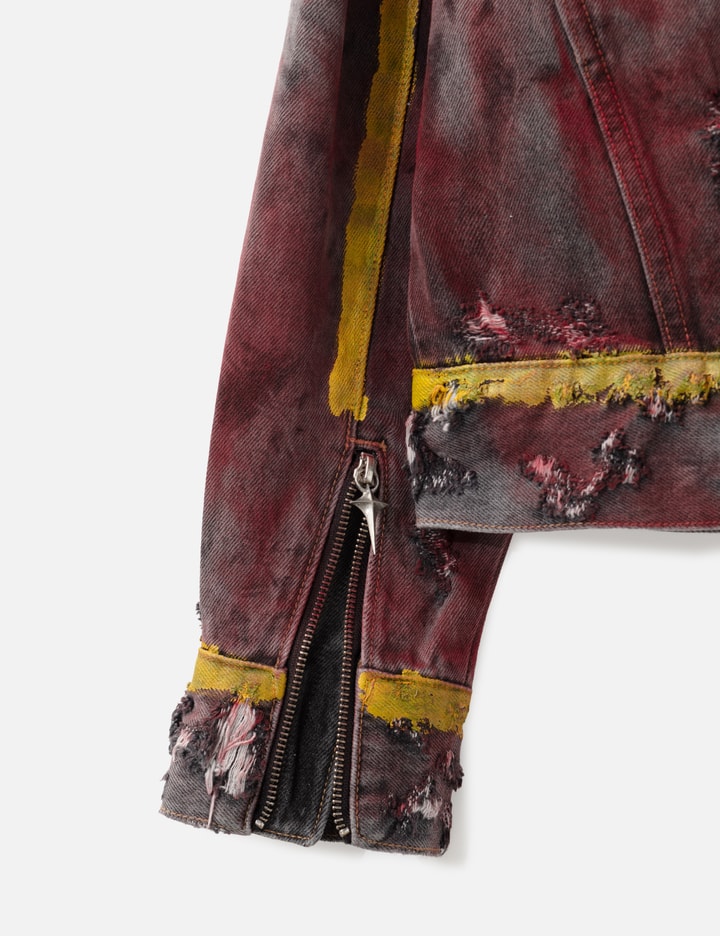 THUG CLUB Red Washed Painted Line Jacket