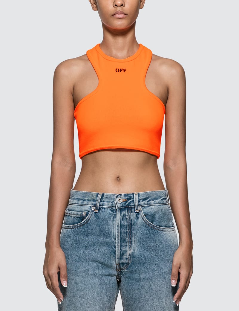 off white crop top orange