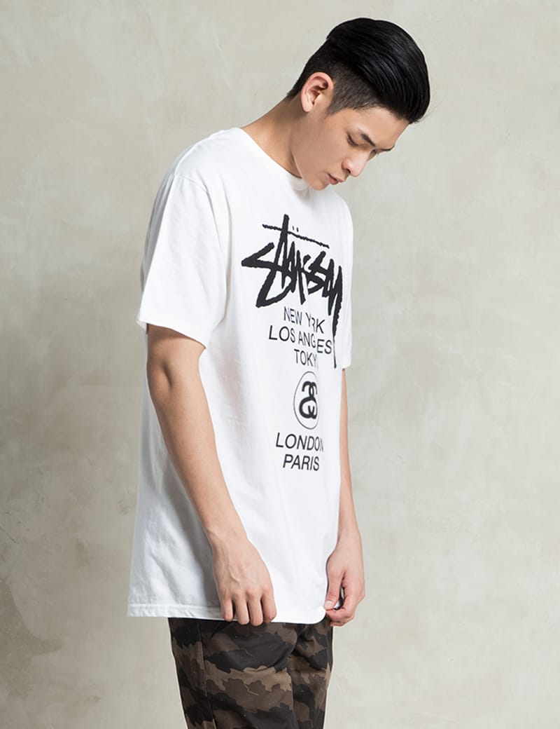 stussy world tour tee white