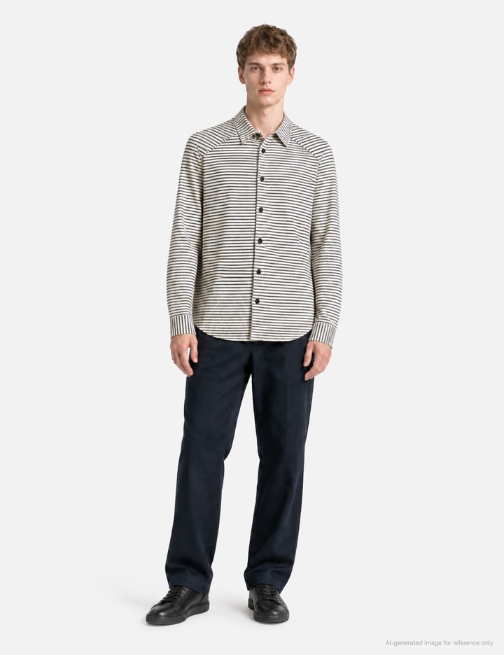 Moondal Adam Cotton Shirt In Gray Stripe