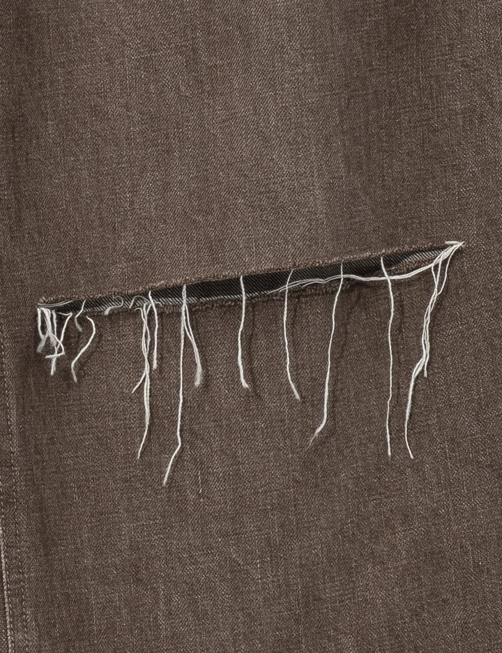 Fffpostalservice Wide Denim Damaged Trousers In Brown