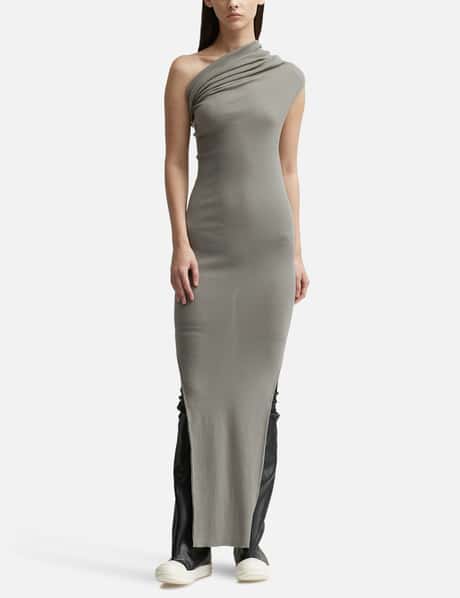 One Shoulder Ribbed Dress - Gem