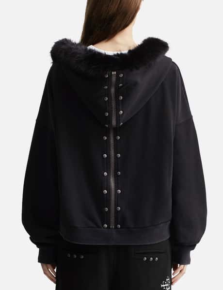 "Nyra" Zip-Up Hoodie With Detachable Fur Trim Hood view 20