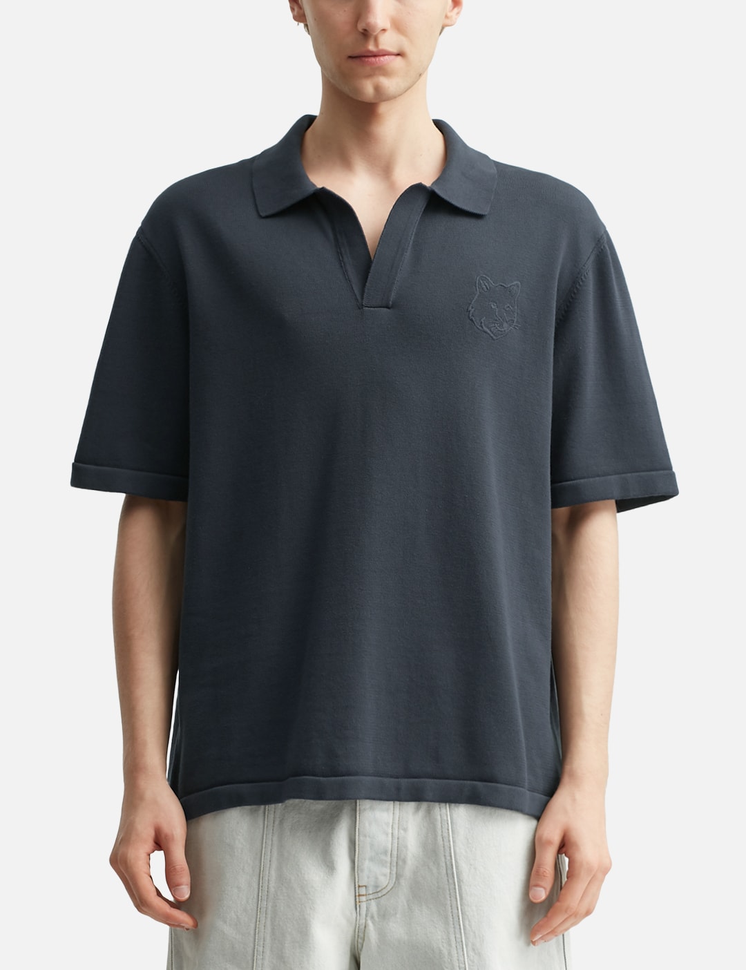 Bold Fox Head Embroidered Knitted Polo view 18