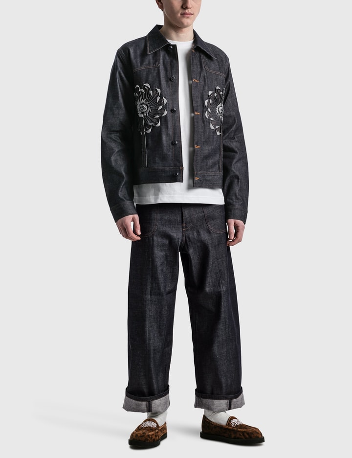 Flower Flare Denim Pants Placeholder Image
