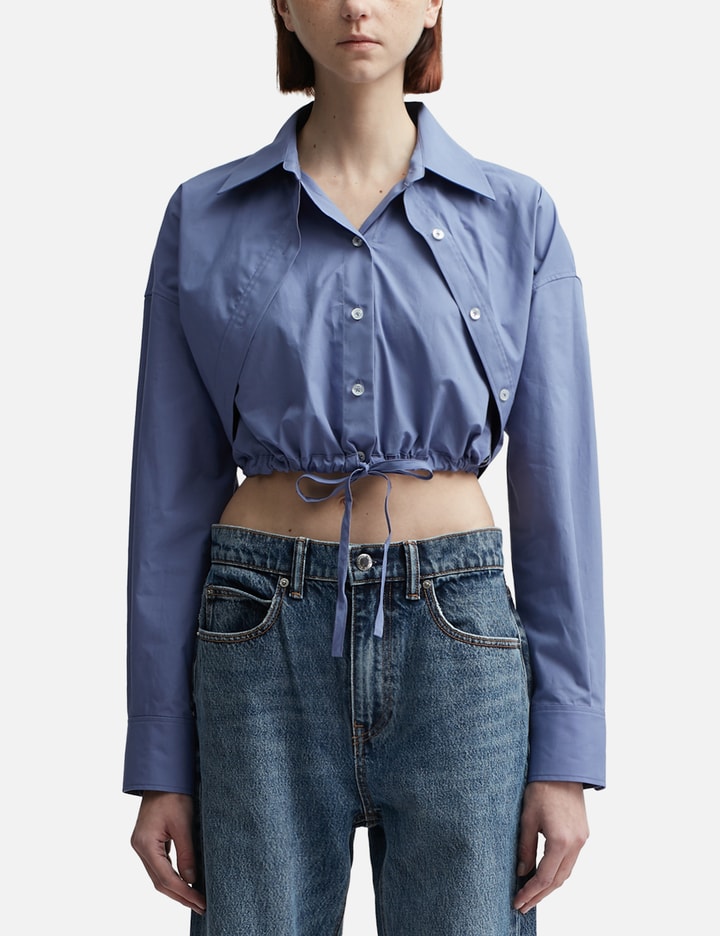 Alexander Wang T Double Layered Cropped Shirt In Blue