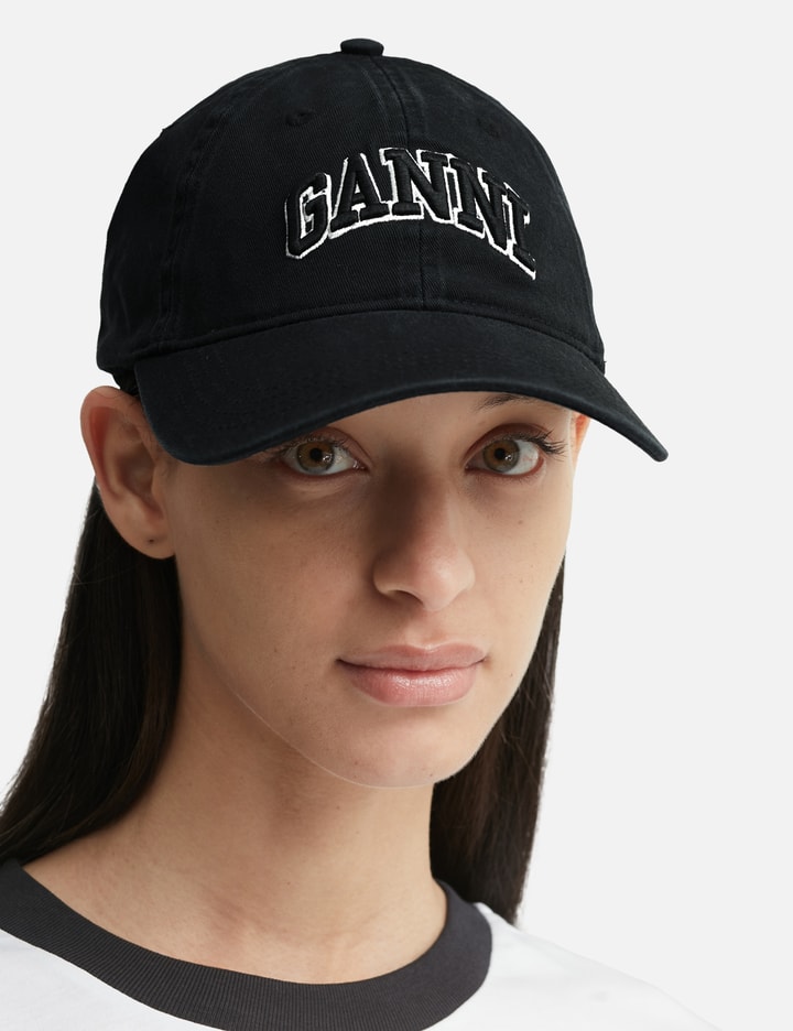 Ganni Women Slate Cotton Baseball Cap In Black