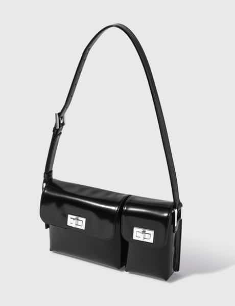 BY FAR Billy Black Semi Patent Leather Bag HBX - Main Image