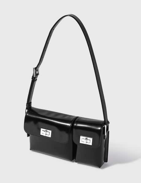 BY FAR Billy Black Semi Patent Leather Bag HBX - Main Image