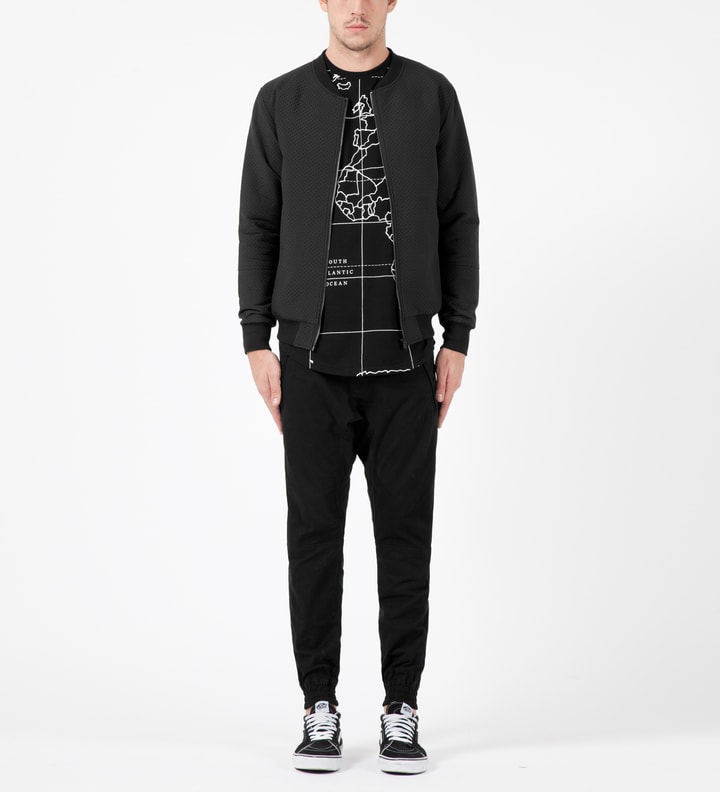 Black Perforated Neoprene Bomber Jacket Placeholder Image