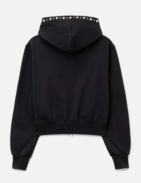 Studded Line Cropped Zip-Up Hoodie view 8