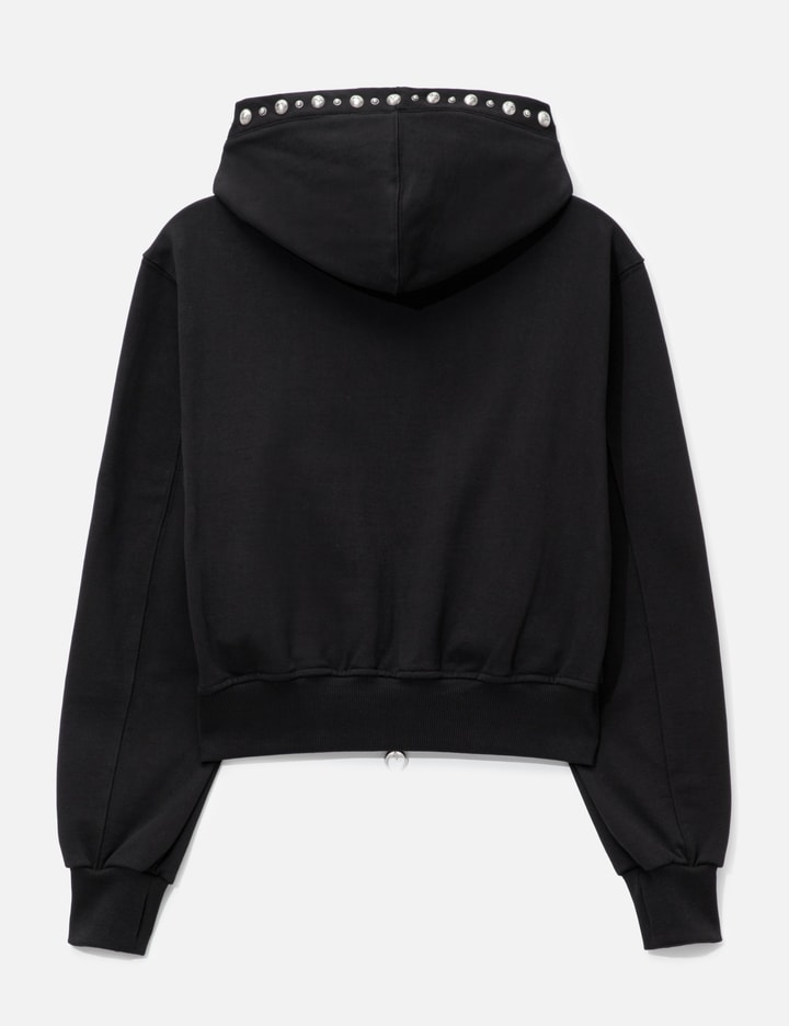THUG CLUB Studded Line Cropped Zip-Up Hoodie