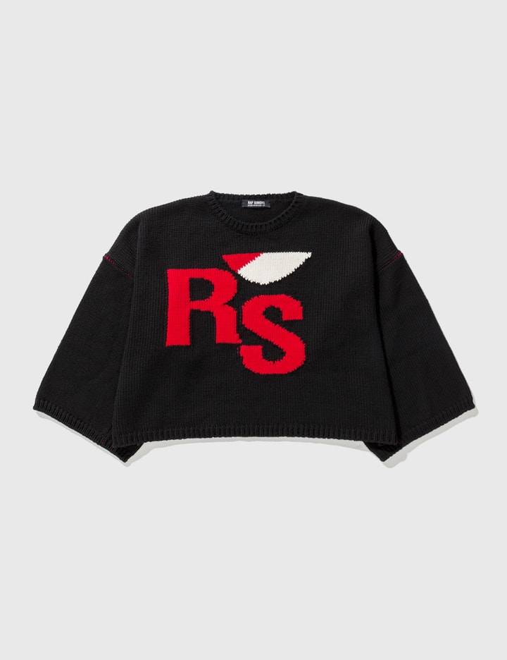 Raf Simons - Loose Fit Cropped Wool Jacquard RS Sweater | HBX