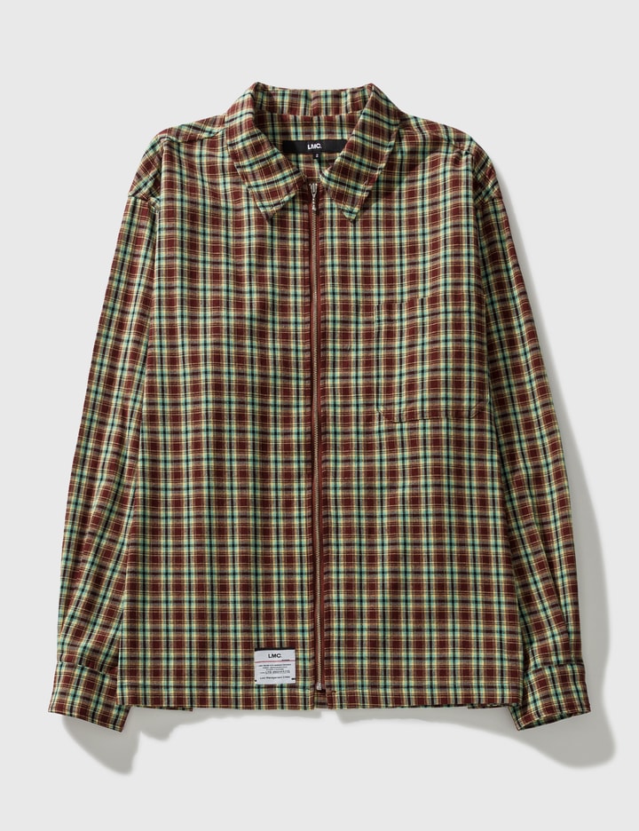 Lmc Plaid Zip-up Shirt In Brown