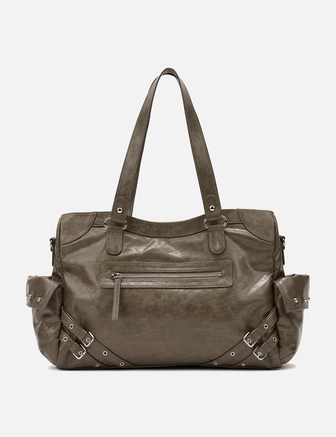 Stud Pocket Big Bag In Khaki