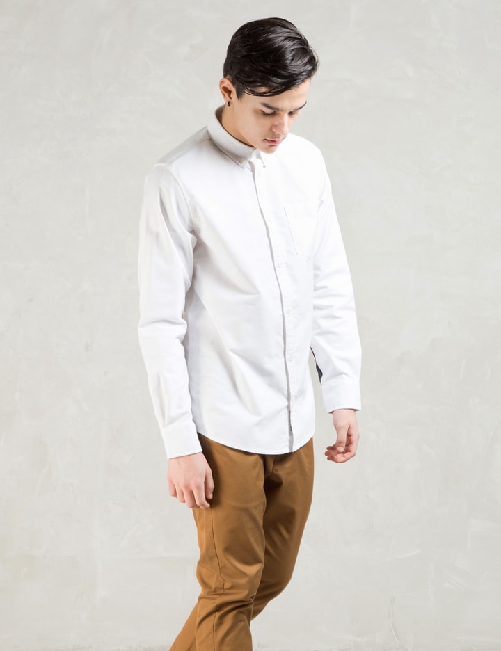 White Raymond Surge Patch L/S Oxford Shirt Placeholder Image