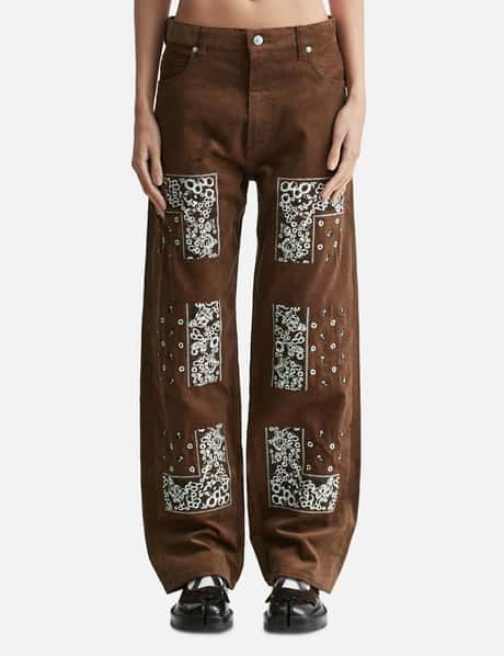 NÒMARHYTHM TEXTILE Bandana Embroidery Corduroy Pants