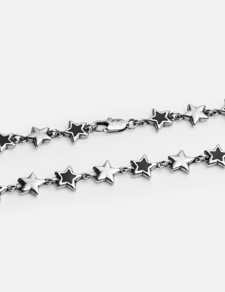 Black Enameled Stars Necklace