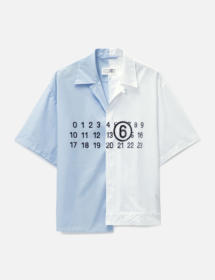 Shop Mm6 Maison Margiela Spliced Numbers Shirt In Blue