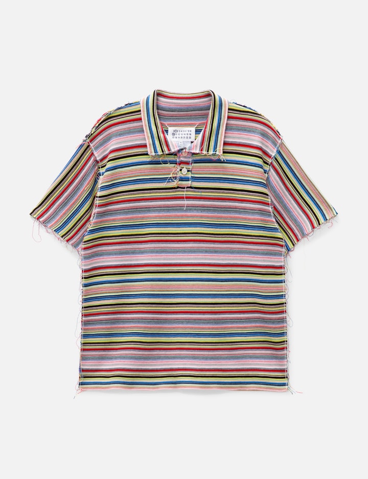 Maison Margiela Stripe Knit Polo Shirt In Multicolor