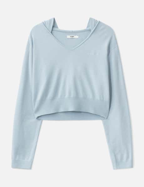 G Hug V-Neck Knit Hoodie view 6