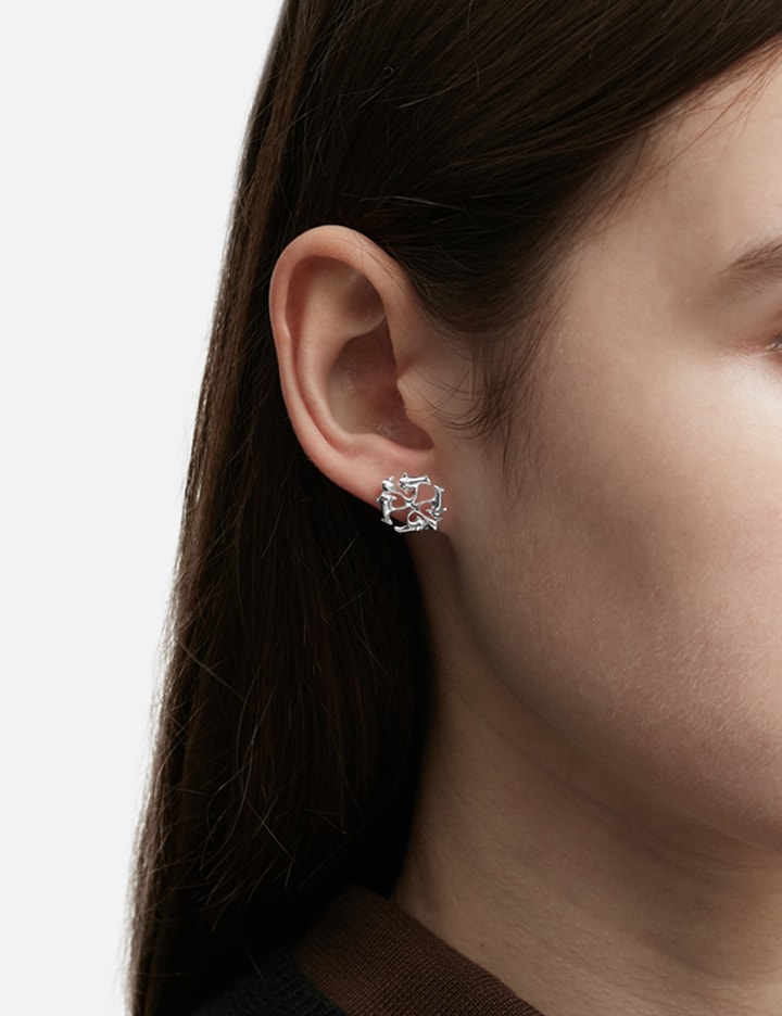 Helena Thulin Silver Logo Spikes Stud Earrings