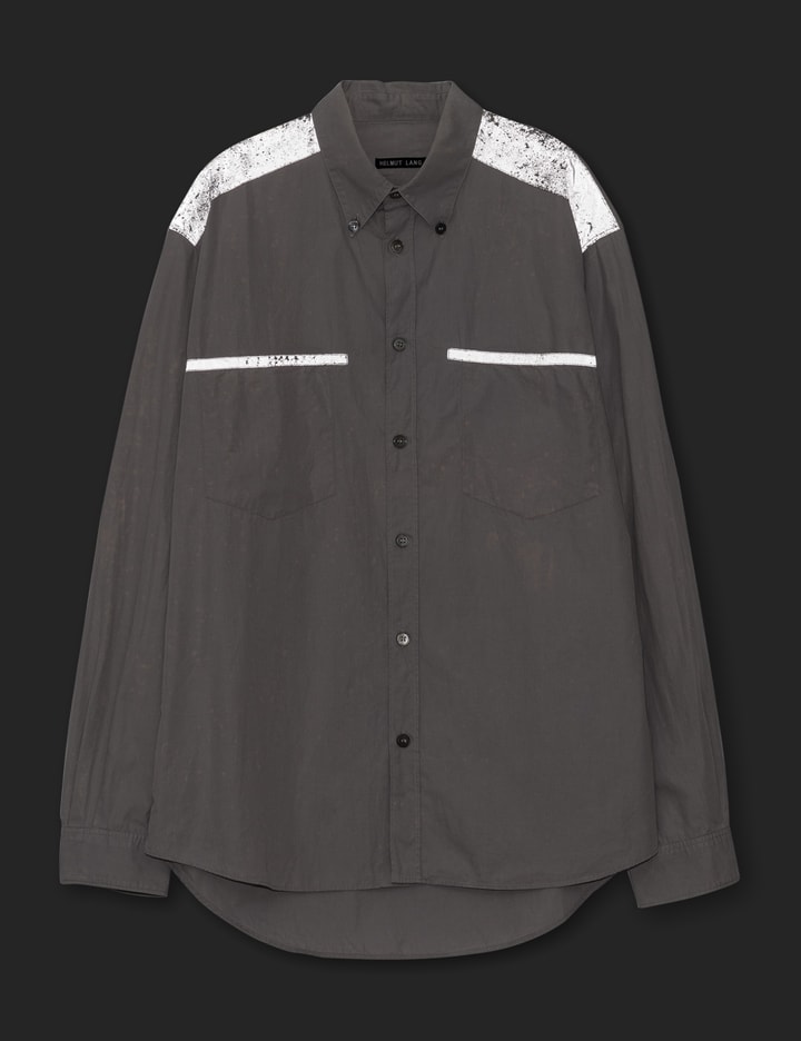 Shop Helmut Lang Double Pocket Reflective Tapping Shirt In Grey