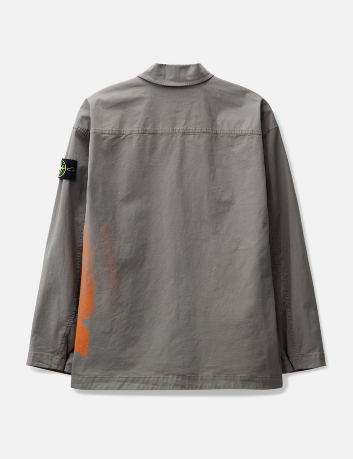 Shop Stone Island Poster Four Print_supima® Cotton Overshirt In Grey