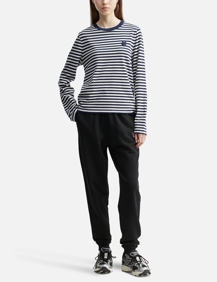 Maison Kitsuné Bold Fox Head Patch Multi Stripes Regular Ls T-shirt In Multi