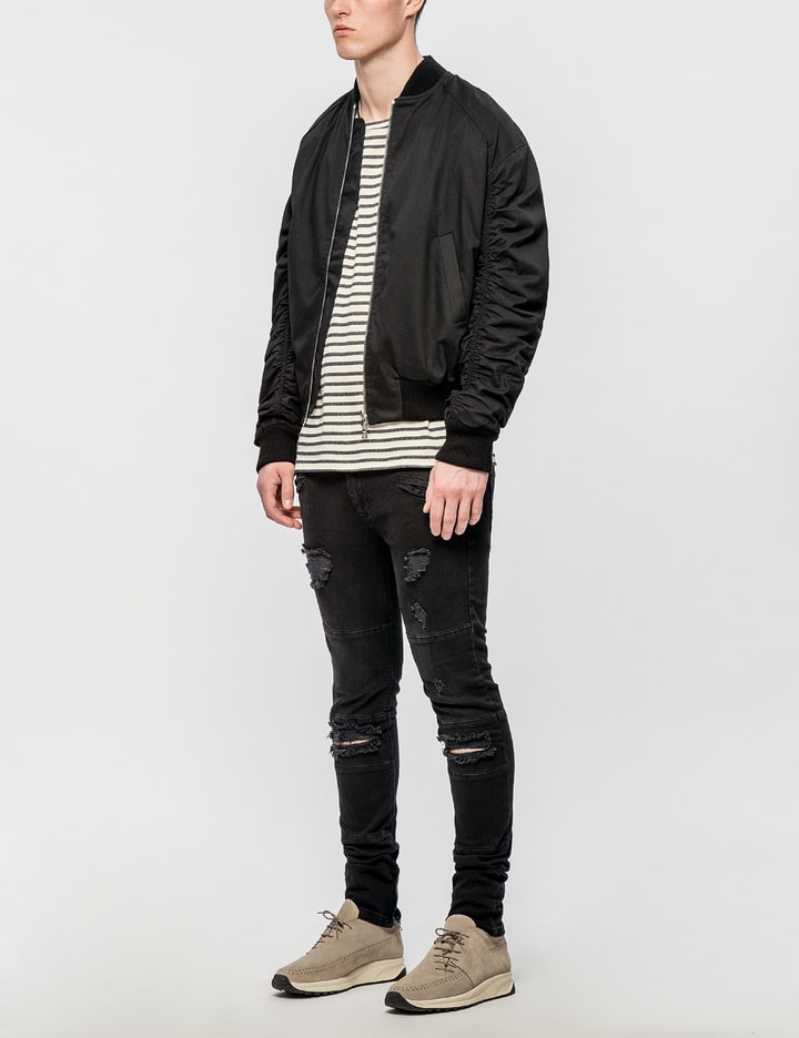 Ripped Biker Denim Jeans Placeholder Image