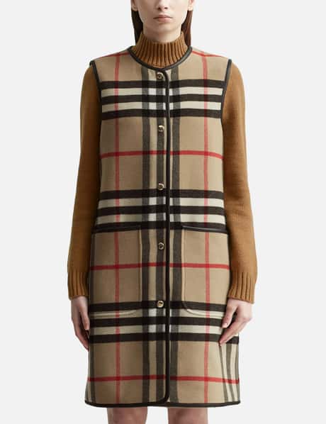 Burberry Check Technical Wool Long Heritage Warmer