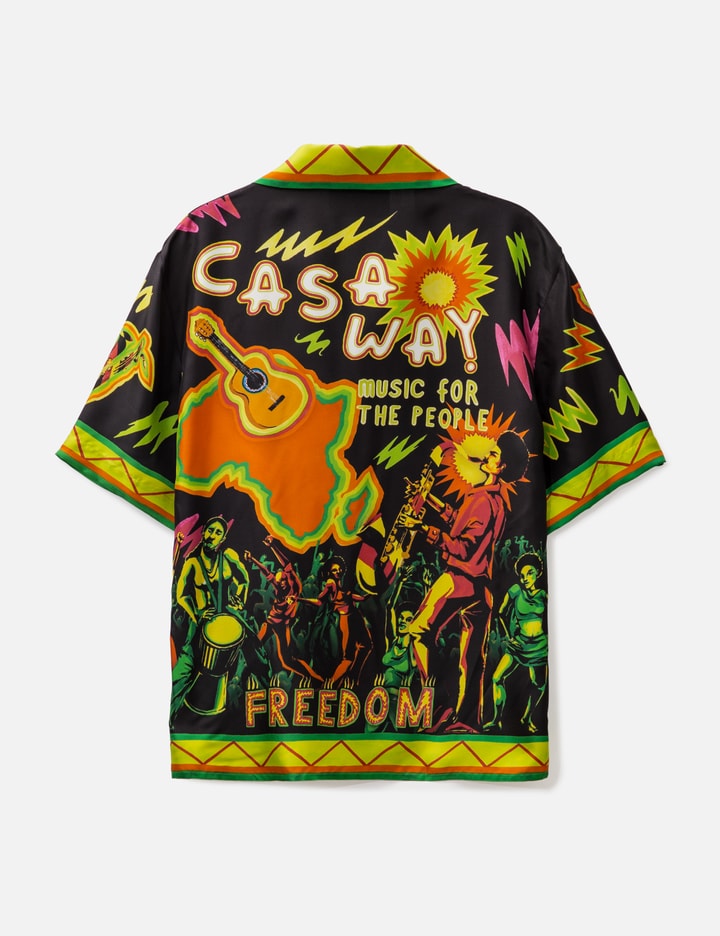 Shop Casablanca Music For The People Silk Shirt In Black
